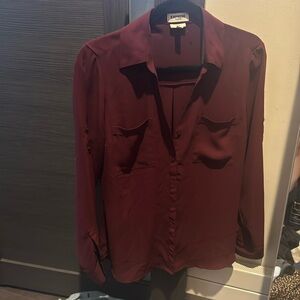 EXPRESS Work Blouse Maroon, Slim fit